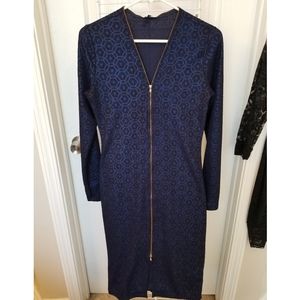 Long Sleeve Sequin Zipper Dress